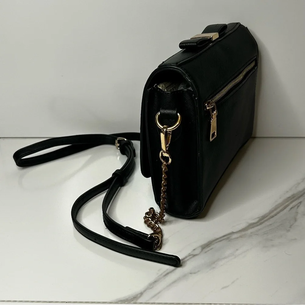Miztique Black Crossbody Bag with Gold Accents